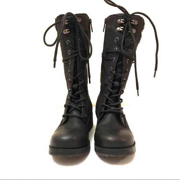 Black tall lace up boots size 7 - Picture 2 of 14
